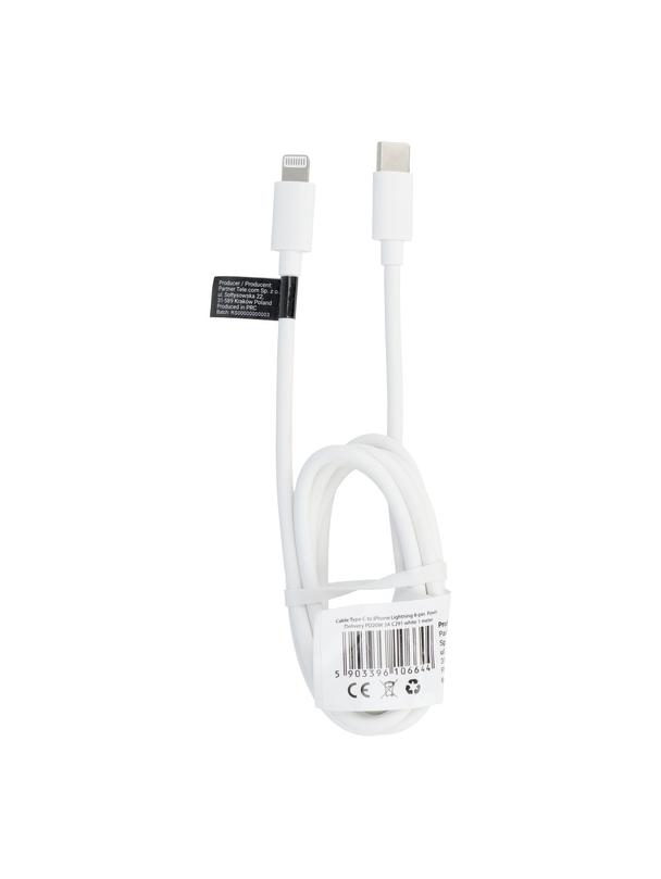 Kabel USB C do Lightning PD 3A 20W 1 m C291 biały