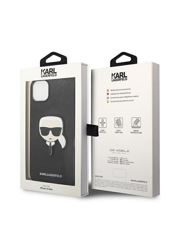 KARL LAGERFELD futerał do IPHONE 14 Plus KLHCP14MSAPKHK (Saffiano With Karl Head Patch) czarny