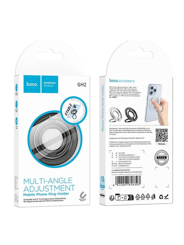 Uchwyt na telefon na palec Hoco magnetyczny Ring GH2 czarny