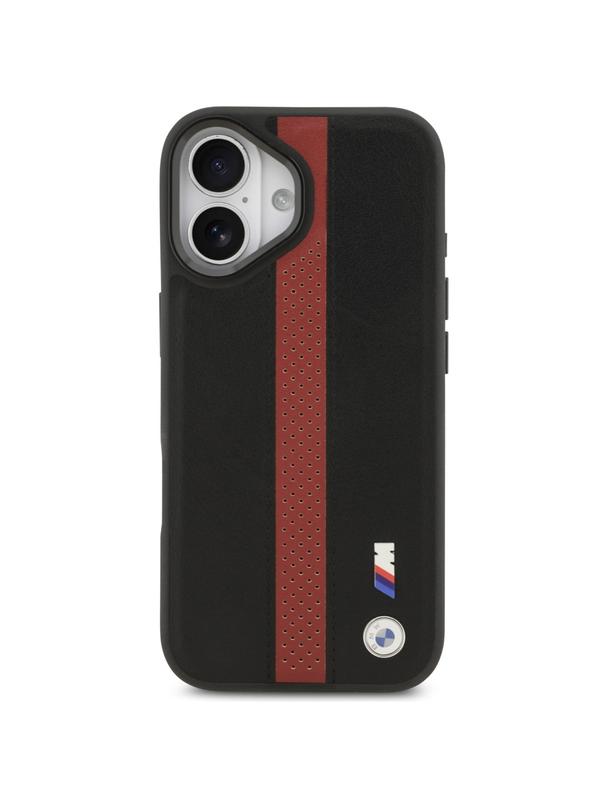 BMW futerał do IPHONE 17 kompatybilny z MagSafe BMHMP17S25PCPSKR (PU Perfotated Stripe Logo) red