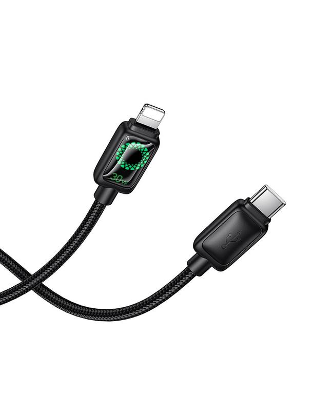 Kabel USB C do Lightning Hoco PD 30W 1,2 m z LCD U146 czarny