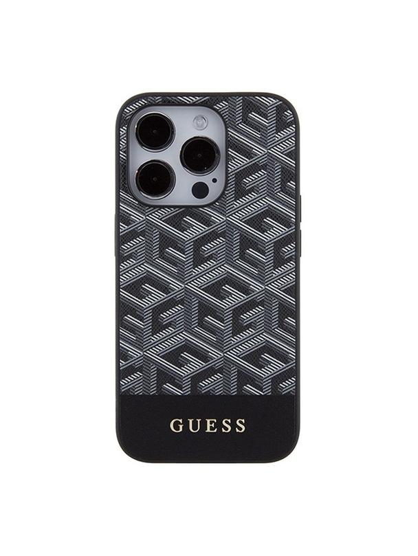 GUESS futerał do IPHONE 15 Pro kompatybilny z MagSafe GUHMP15LHGCFSEK (CUBE Stripes) czarny
