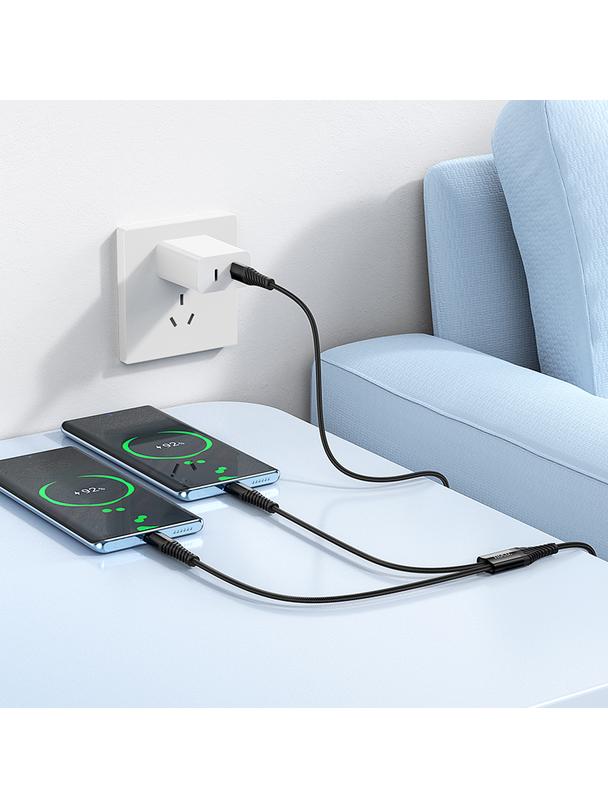 Kabel 2w1 USB C do USB C+C Hoco 1 m X123 czarny