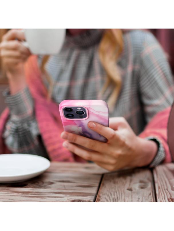 Futerał LEATHER MAG COVER kompatybilny z MagSafe do IPHONE 13 Pro purple splash