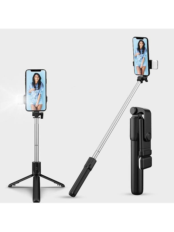 Uchwyt selfie z pilotem bezprzewodowym tripod R1S czarny