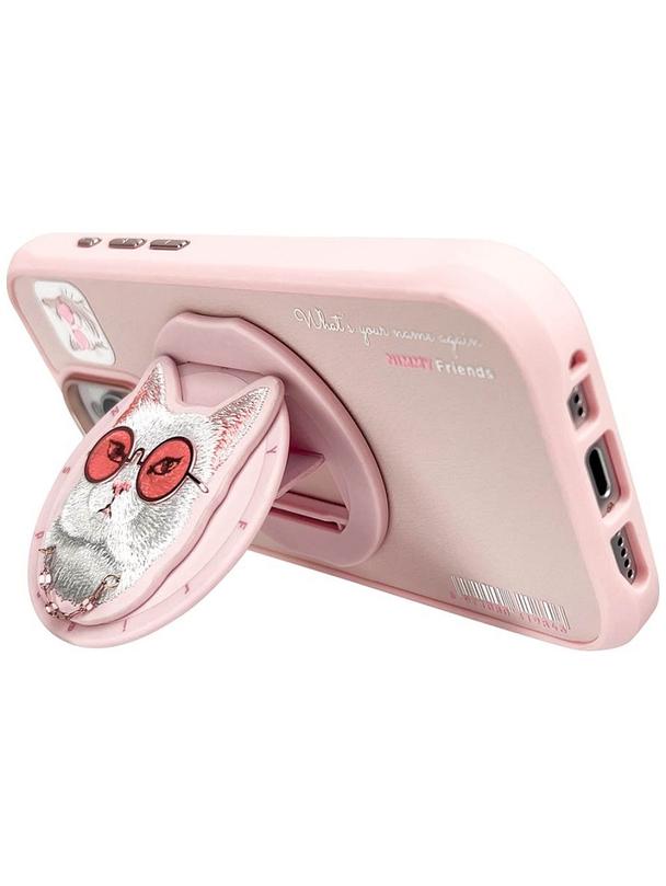 NIMMY futerał GLASSES COOL CAT kompatybilny z MagSafe do IPHONE 16 Pro Max różowy