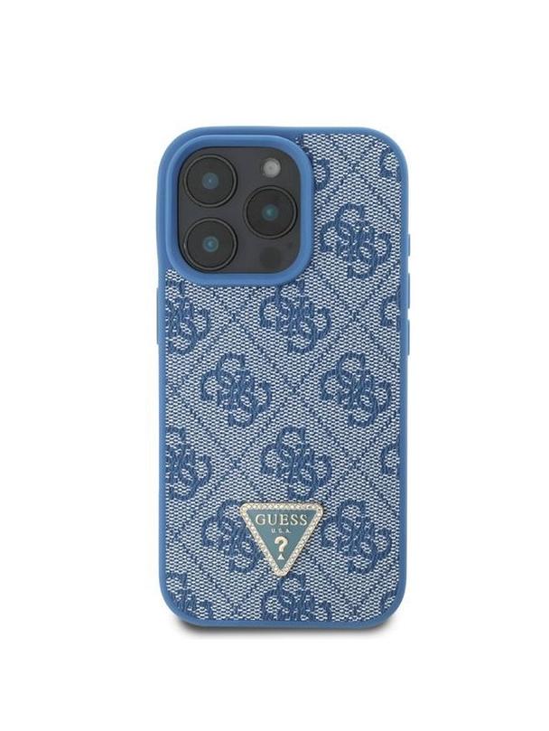 GUESS futerał do IPHONE 16 Pro GUHCP16LP4TDPB (PU Leather 4G Triangle Strass) niebieski