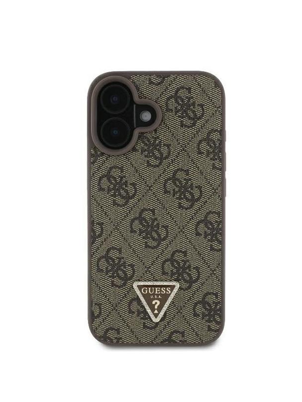 GUESS futerał do IPHONE 16 GUHCP16SP4TDPW (PU Leather 4G Triangle Strass) brązowy