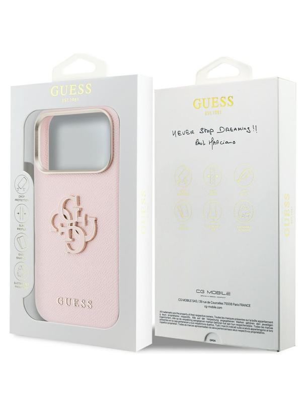 GUESS futerał do IPHONE 17 Pro GUHCP17L5PS4RGGP (PU FW Resin Logo) różowy