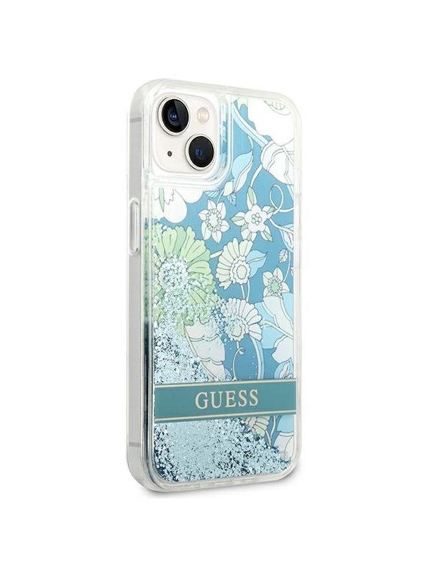 GUESS futerał do IPHONE 13 / 14 / 15 GUHCP14SLFLSN (Flower Liquid Glitter) zielony