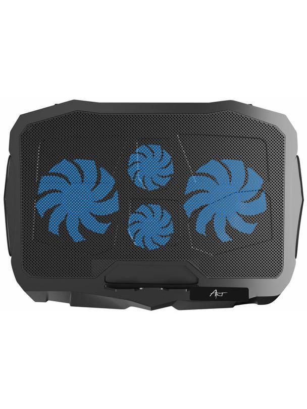Podstawka chłodząca pod laptop ART P4 2 x USB A LED czarna