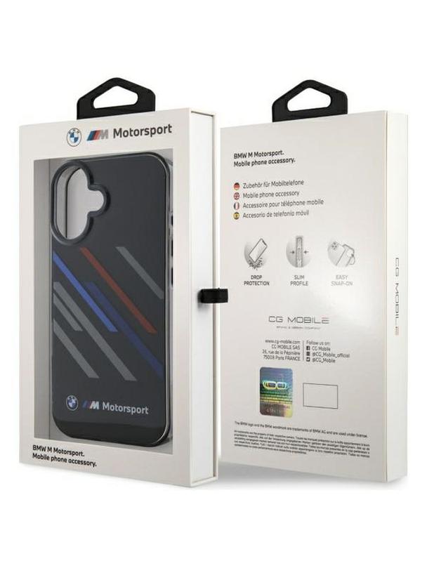 BMW futerał do IPHONE 16 BMHCP16S23HTRAK (Motorsport IML Random Stripes) black