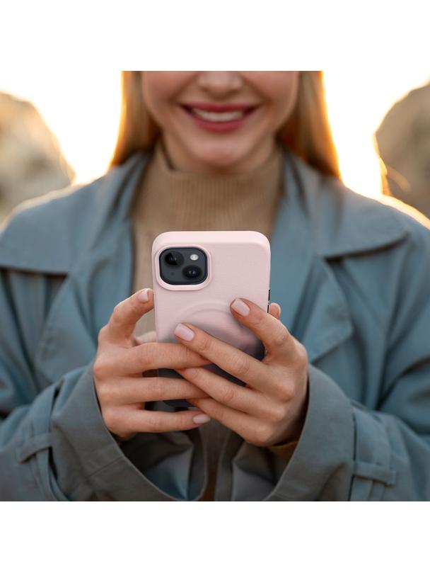 ROAR futerał LEATHER MAG kompatybilny z MagSafe do IPHONE 14 Plus Różowy