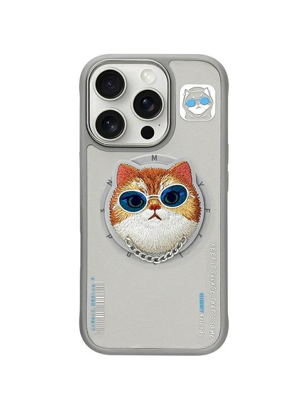 NIMMY futerał GLASSES COOL CAT kompatybilny z MagSafe do IPHONE 16 Pro Max szary