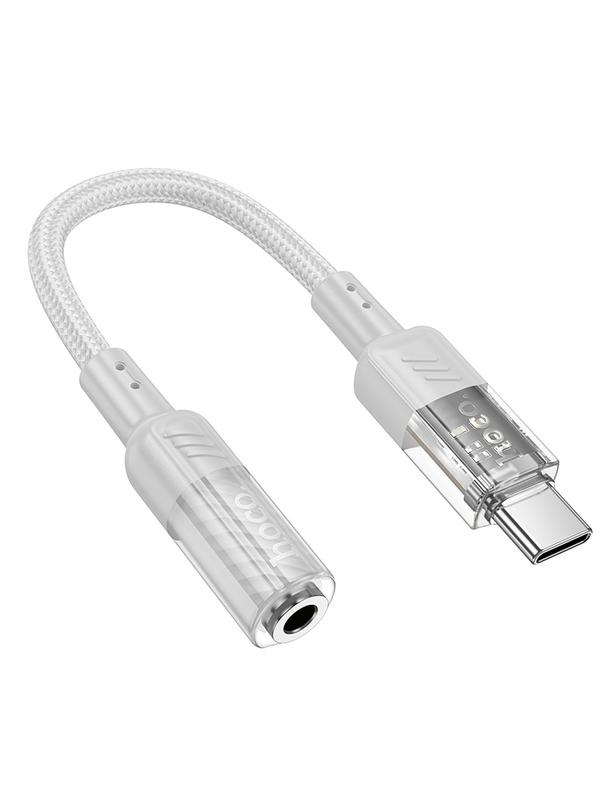 Adapter AUX USB C do Jack 3,5 mm Hoco 0,15 m LS37 transparentny szary