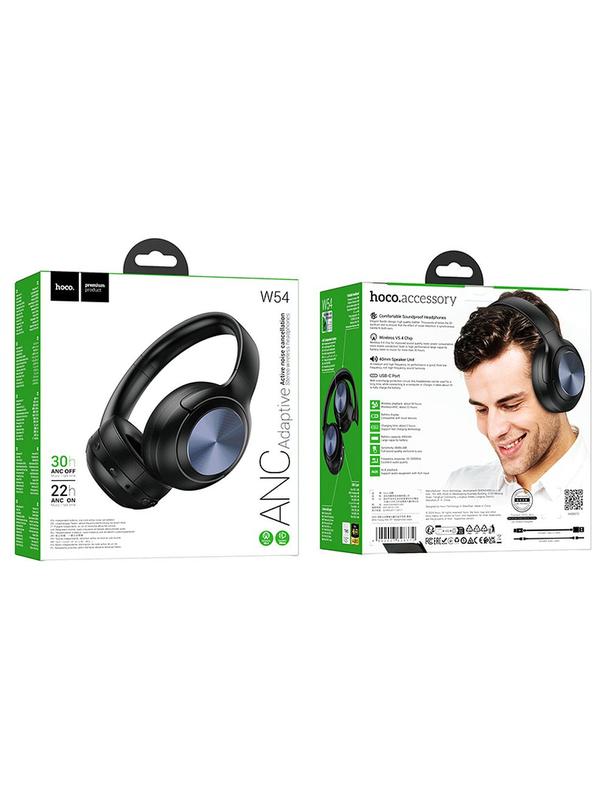 Słuchawki bezprzewodowe nauszne Hoco ANC W54 czarne