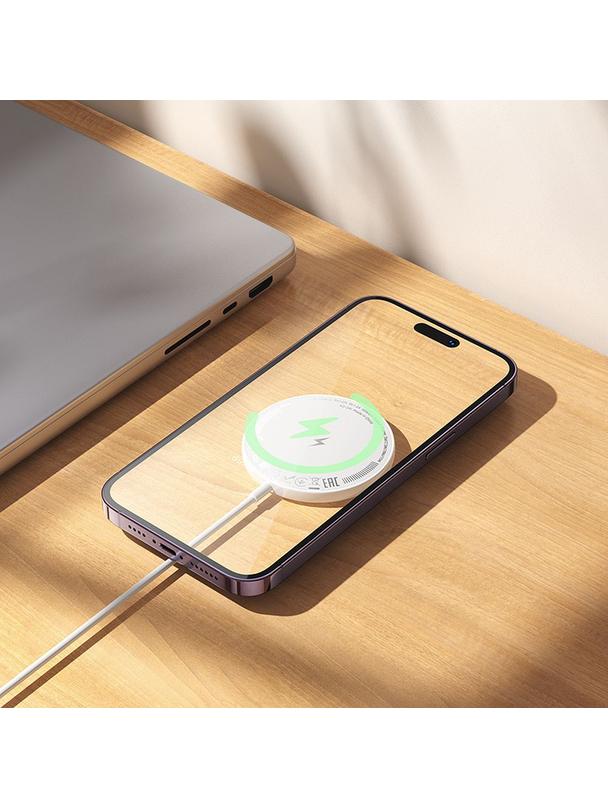 Ładowarka indukcyjna Hoco 2A 15W zgodna z MagSafe z wyświetlaczem CW61 biała