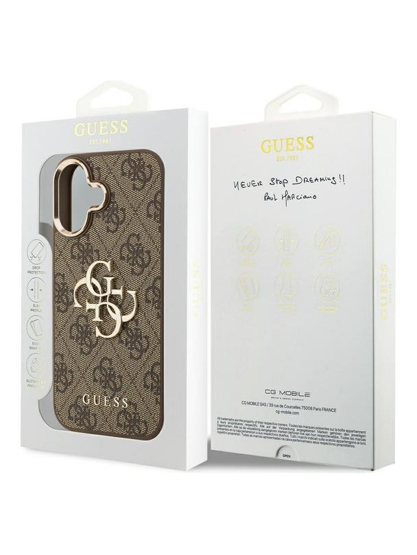 GUESS futerał do IPHONE 17 GUHCP17S4GMGCBR (PU W/ Big 4G Classic Logo) złoto brązowy