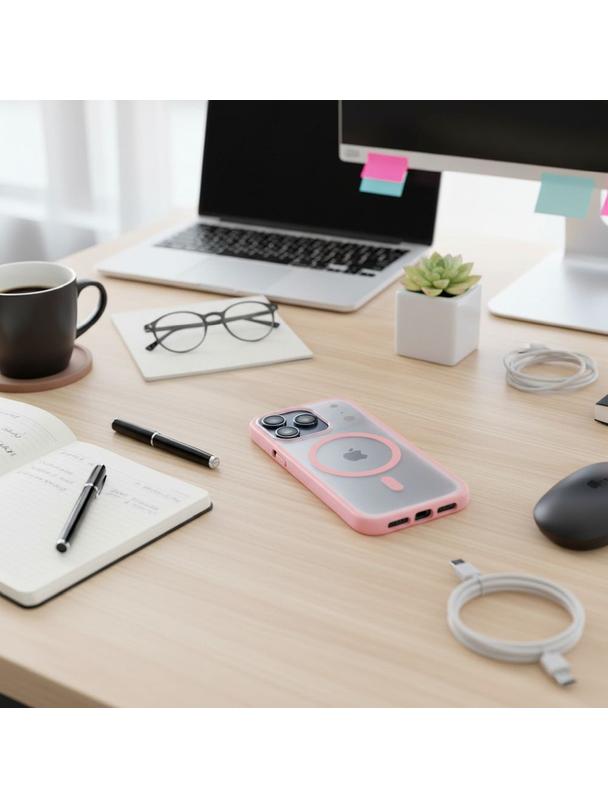 Futerał do iPhone 16 PRO Flexline Mag Cover zgodny z MagSafe różowy