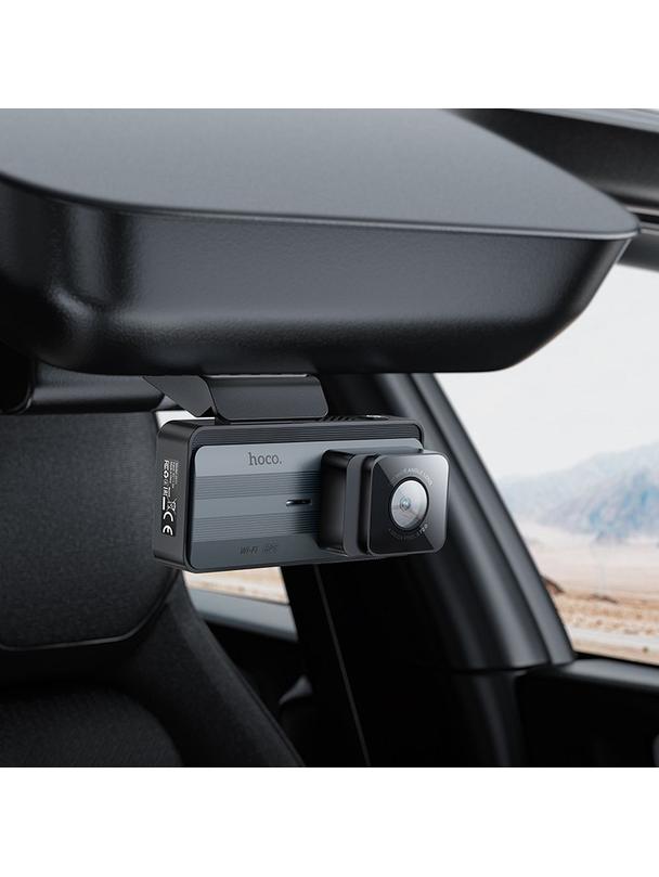 Kamera samochodowa Hoco z wyświetlaczem 3,69" 2K GPS DV11 srebro szara