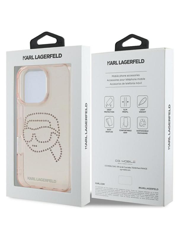 KARL LAGERFELD futerał do IPHONE 16 Pro KLHCP16LHKHDCELP (IML Rhinestones S K Head) różowy