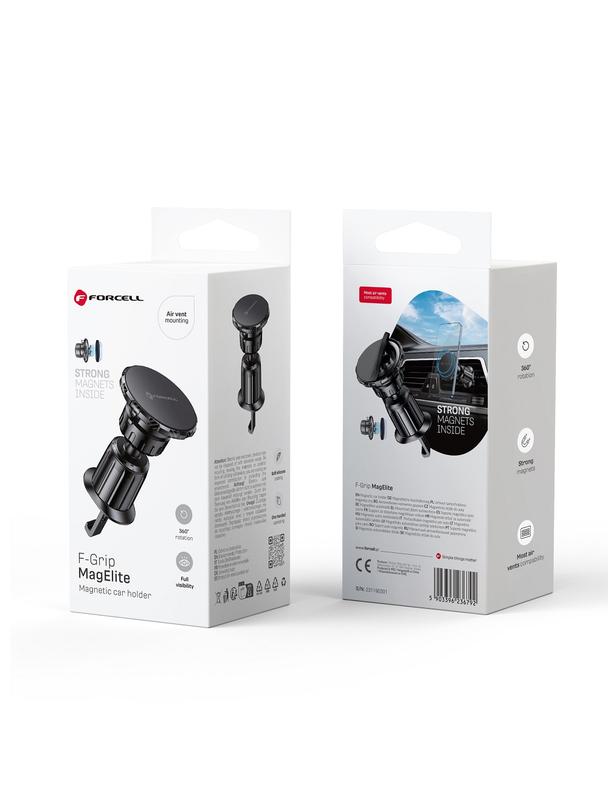 Uchwyt na telefon do samochodu magnetyczny Forcell F-Grip MagElite do kratki czarny