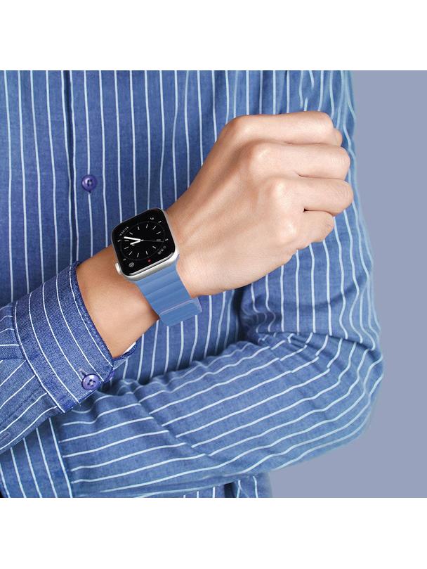 DUX DUCIS pasek CHAIN magnetyczny silikonowy do Apple Watch 42 / 44 / 45 mm niebieski