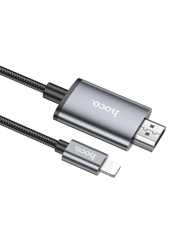 Kabel Lightning do HDMI Hoco 1080p 2 m UA27 stalowy szary