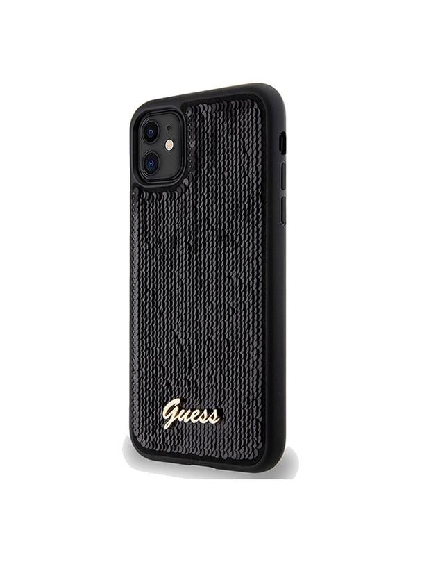 GUESS futerał do IPHONE 11 GUHCN61PSFDGSK (Sequin Script Metal) czarny