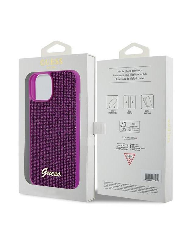 GUESS futerał do IPHONE 13 / 14 / 15 GUHCP15SPMSDGSF (Disco Metal Script) fuksja