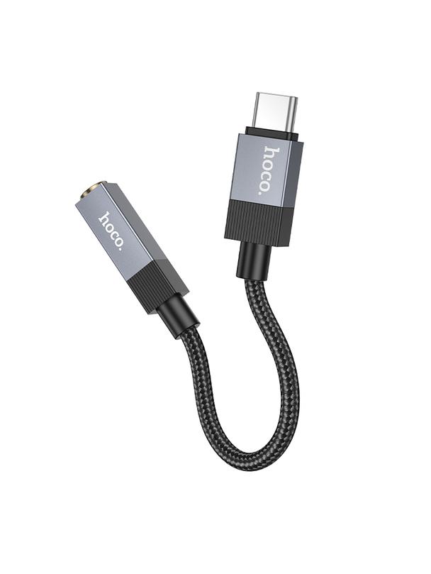 Adapter AUX USB C (męski) do Jack 3,5 mm (żeński) Hoco UPA32C czarny