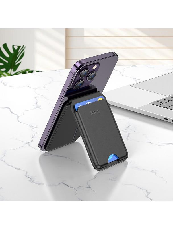 Portfel magnetyczny na karty Hoco zgodny z MagSafe GT3 czarny