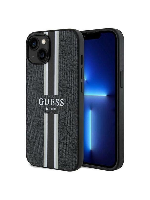 GUESS futerał do IPHONE 15 kompatybilny z MagSafe GUHMP15SP4RPSK (4G Printed Stripes) czarny