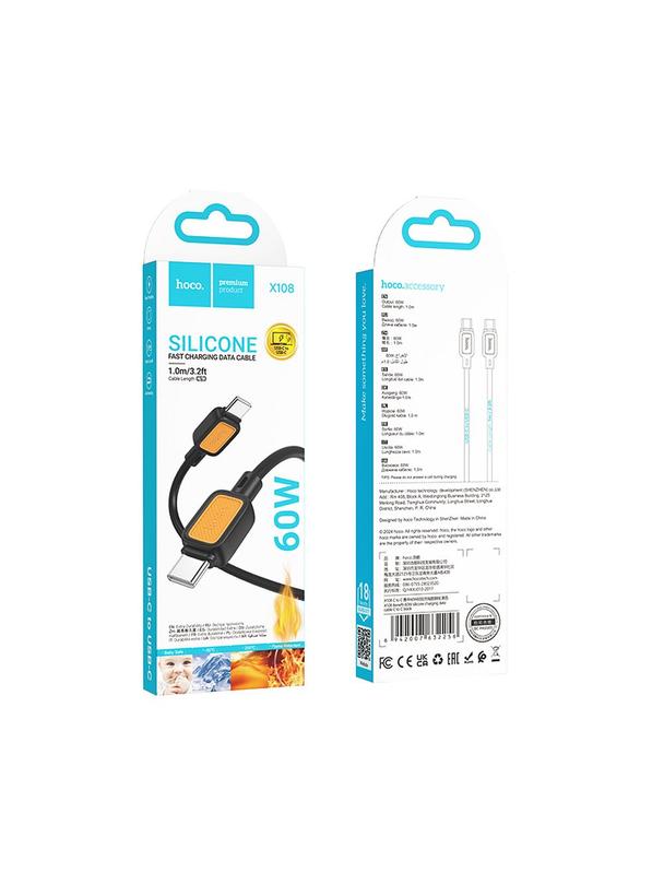 Kabel USB C do USB C Hoco 3A 60W 1 m X108 czarny