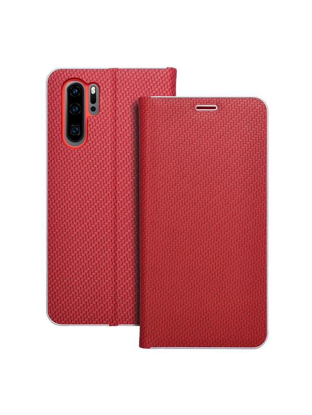 Kabura LUNA Book Carbon do HUAWEI P30 Pro czerwony