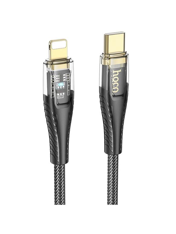 Kabel USB C do Lightning Hoco PD 27W 1,2 m U121 czarny transparentny