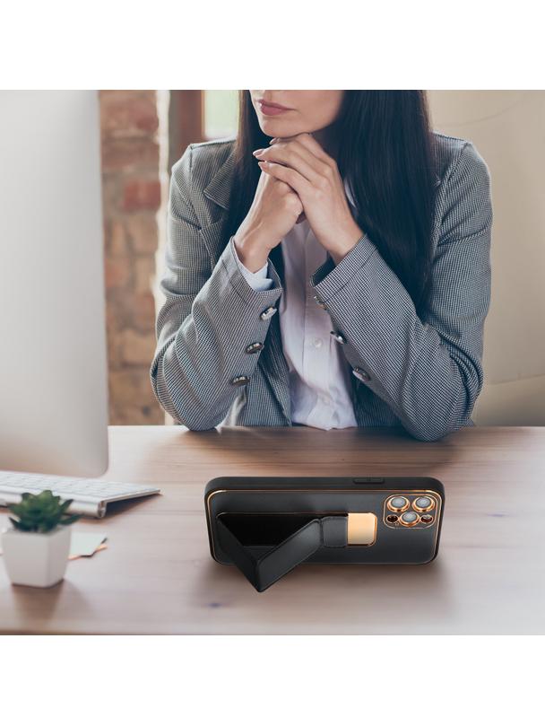 Futerał LEATHER CASE KICKSTAND do SAMSUNG A25 5G czarny