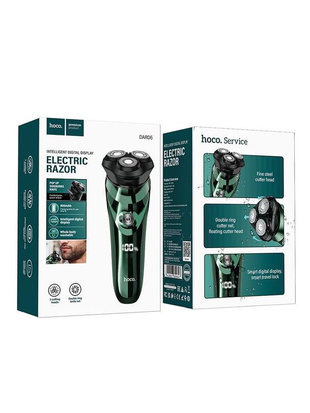 Maszynka do golenia Hoco z trzema ostrzami z wyświetlaczem LED DAR06 zielona