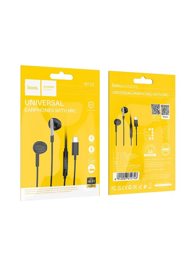 EOL Słuchawki przewodowe douszne USB C Hoco M123 czarne