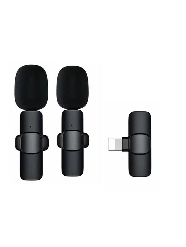 Mikrofon krawatowy bezprzewodowy Lightning podwójny (2 w zestawie) K1 czarny