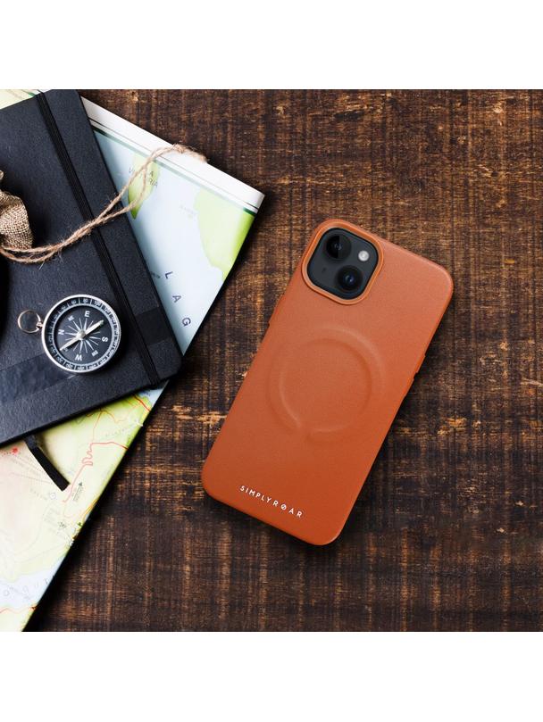 ROAR futerał LEATHER MAG kompatybilny z MagSafe do IPHONE 15 Plus Brązowy