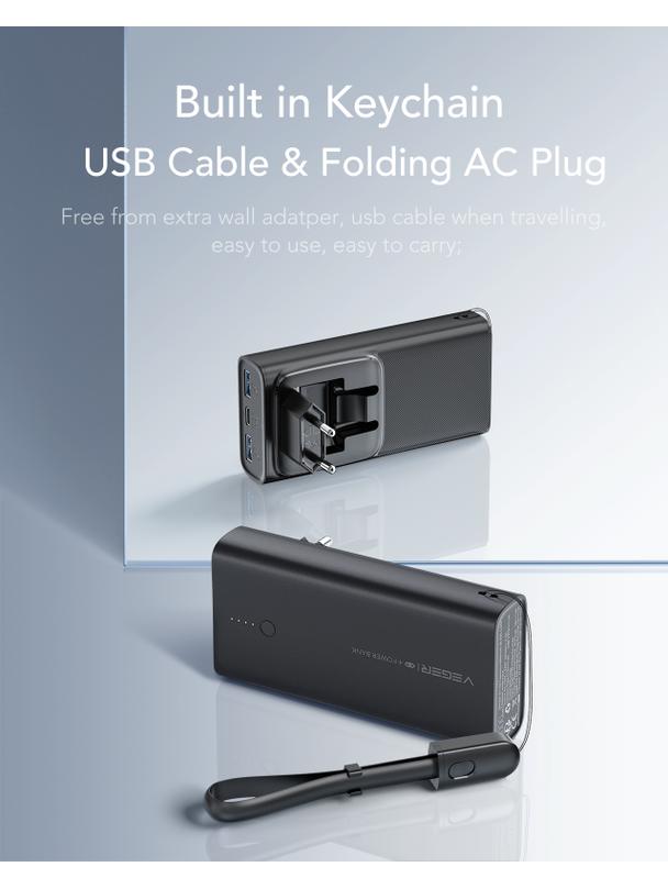 Powerbank Veger ACE100 (W1146) PD QC3.0 20W 10000 mAh czarny