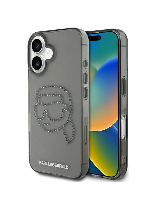KARL LAGERFELD futerał do IPHONE 16 Pro  KLHCP16LHKHDCELK (IML Rhinestones S K Head) czarny