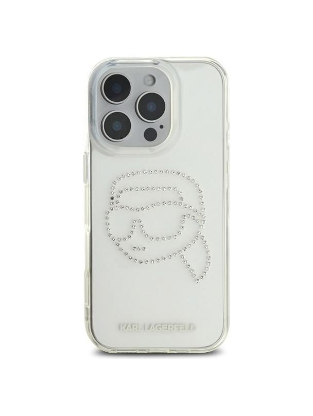KARL LAGERFELD futerał do IPHONE 16 Pro KLHCP16LHKHDCELT (IML Rhinestones K Head) transparent