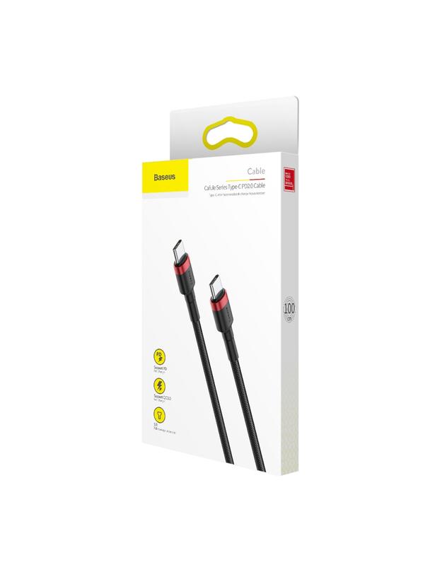 Kabel USB C do USB C Baseus 3A 1 m  CATKLF-G91 czerwono-czarny