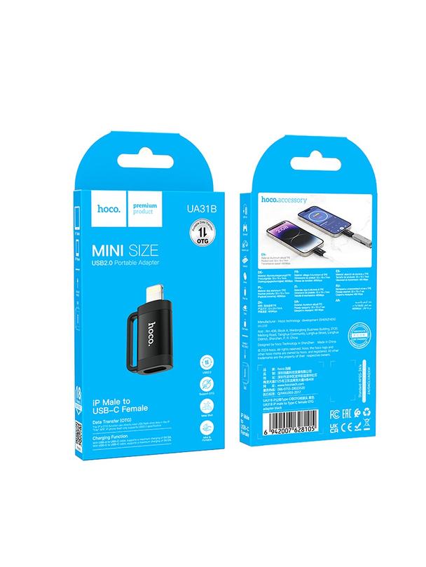 Adapter OTG Lightning do USB C Hoco 2A UA31B czarny