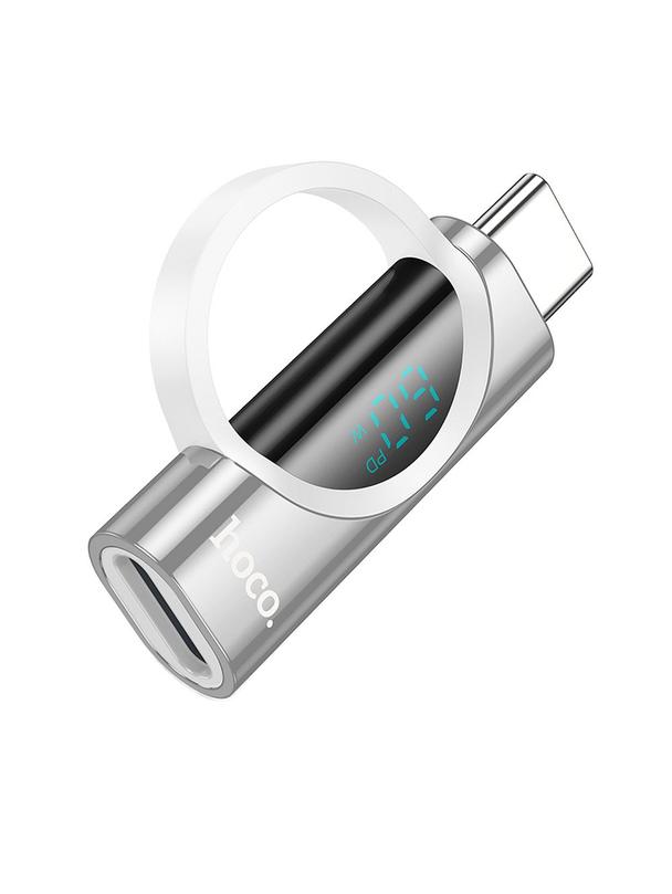 Adapter USB C do Lightning Hoco 3A 60W z wyświetlaczem UA32A srebrny