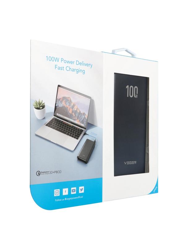Powerbank Veger T100 (W2032C-100) PD QC3.0 5A 100W 20000 mAh czarny