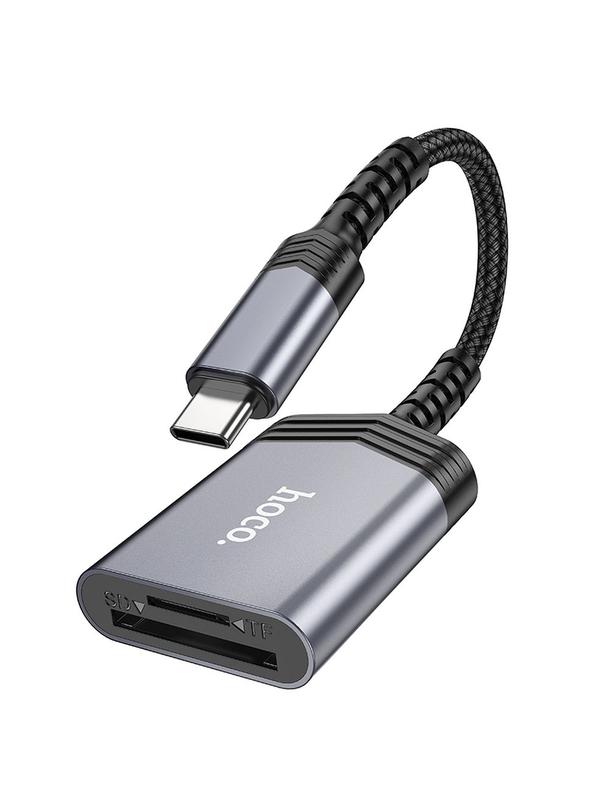 Czytnik kart SD / TF Hoco USB C UA25 szary