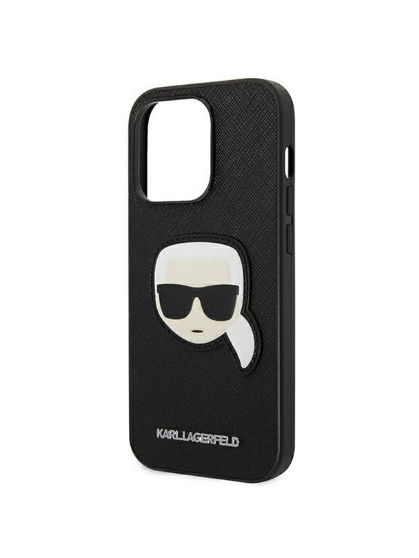 KARL LAGERFELD futerał do IPHONE 14 Pro KLHCP14LSAPKHK (Saffiano With Karl Head Patch) czarny